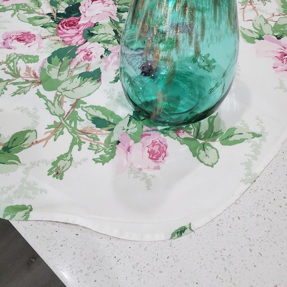 Shabby Chic Spring Summer Cabbage Roses Flowers Cotton Tablecloth 54x112" Oblong - Picture 7 of 15